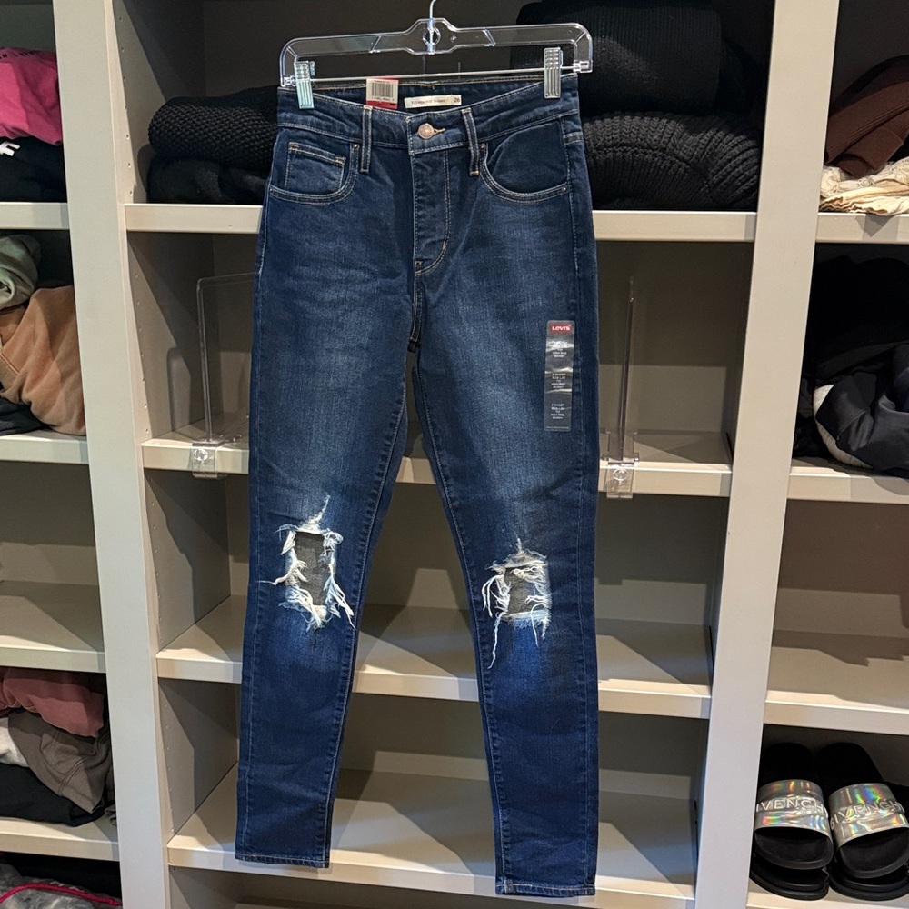Levi's Dark Blue Ripped Skinny Jeans
